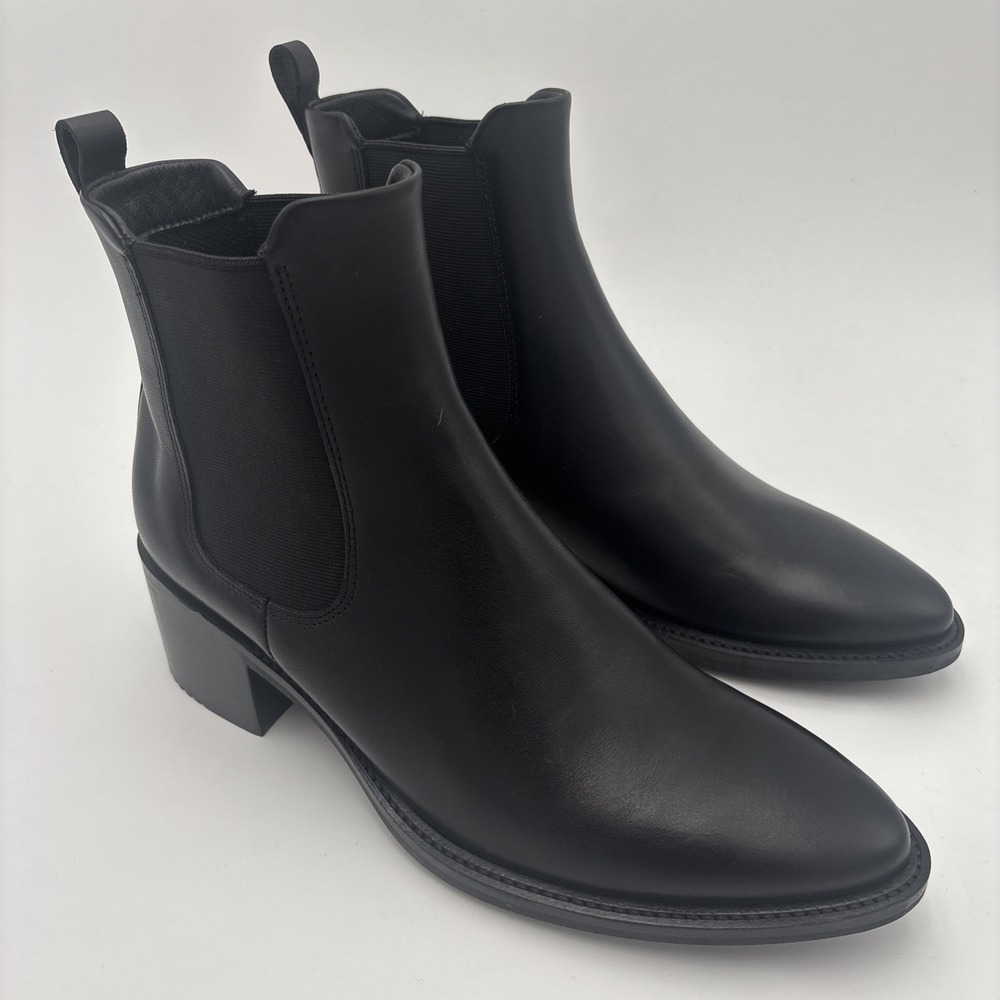Ecco Women's Touch 35 Up Zip Black Leather Ankle Boots Size EU39 US 8 8.5 ‎ NW